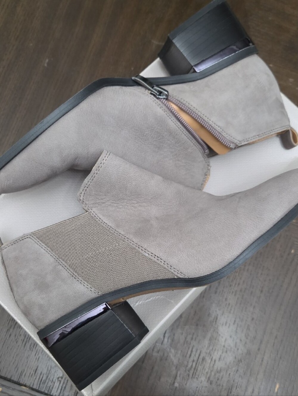 Franco Sarto L-Arden Grey Leather Ankle Boot NIB